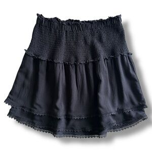 Heartloom Smocked Lace-Trim Skirt Black Size M